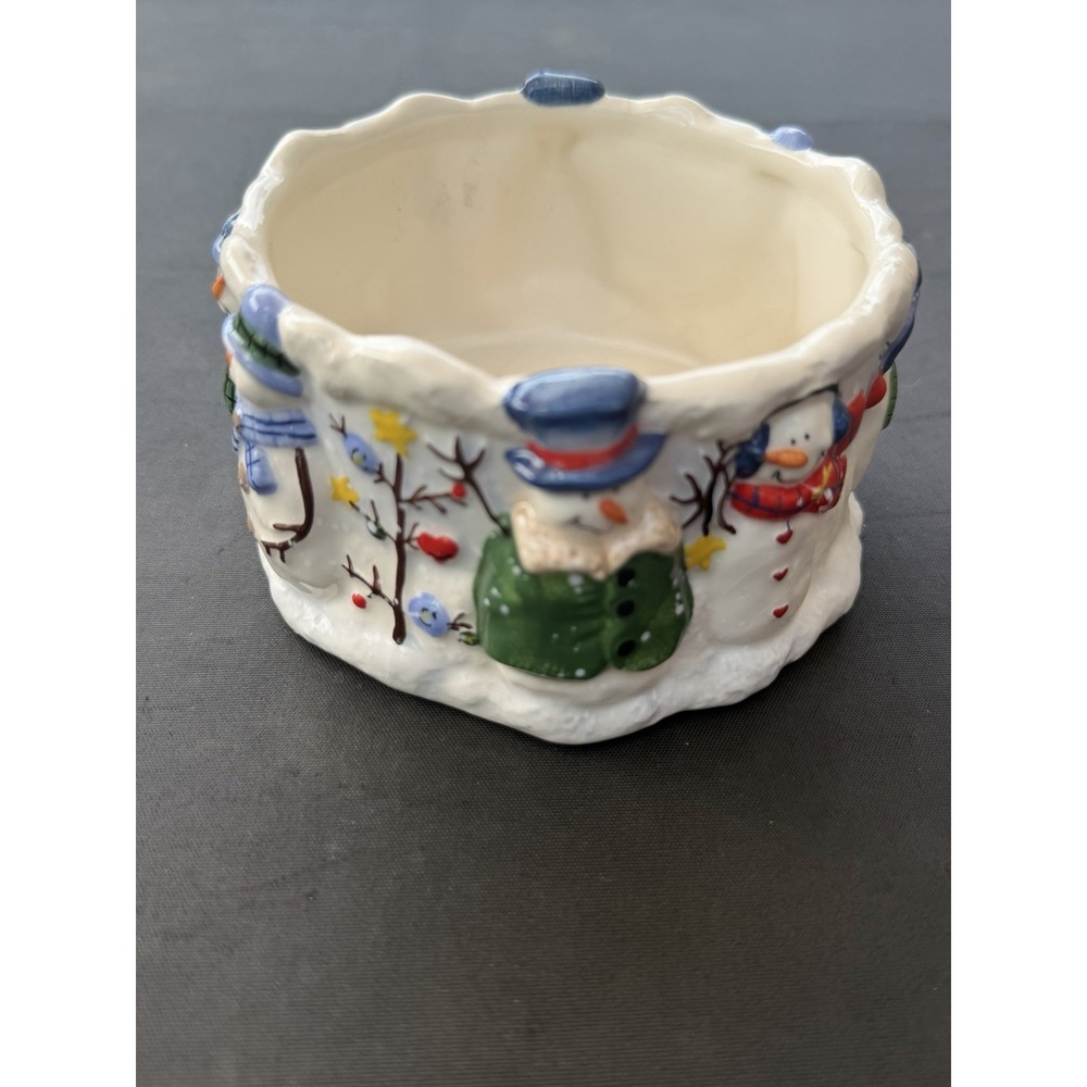 St Nicholas Square Button Up Snowmen Candle Holder